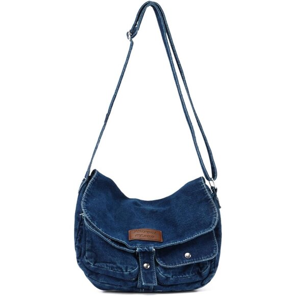 Denim Bag Casual Tote Bag Aesthetic Canvas Messenger Bag Lightweight Crossbody f - Picture 1 of 7